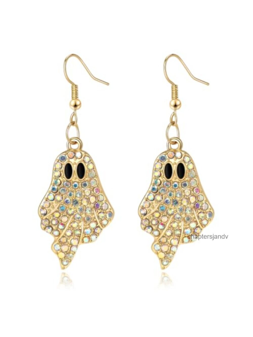 Sparkly Rhinestone Ghost Dangle Earrings Halloween Costume Jewelry Women